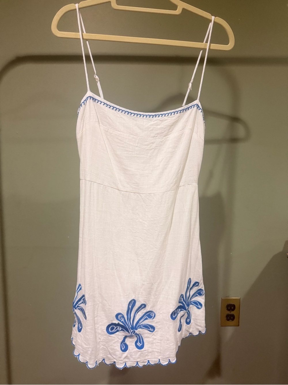 Billy J Boutique - Daya White Linen With Blue Accent Mini Dress